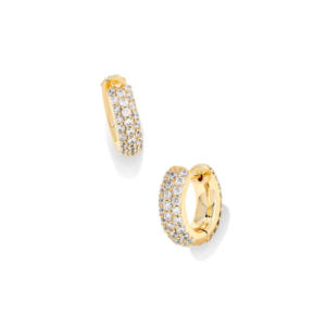 Triple-Row Pavé Cubic Zirconia Huggie Hoops