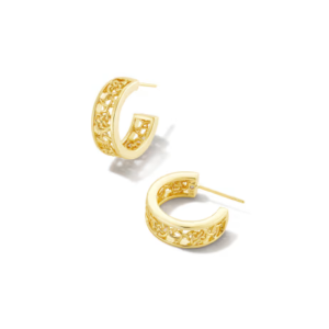 Filigree Openwork Gold C-Hoop Earrings