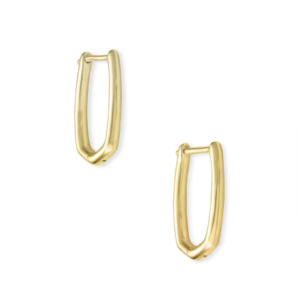 Elongated Geometric Gold Huggie Hoops