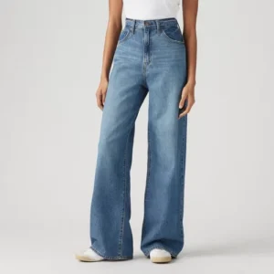 High-Waisted Wide-Leg Denim Jeans